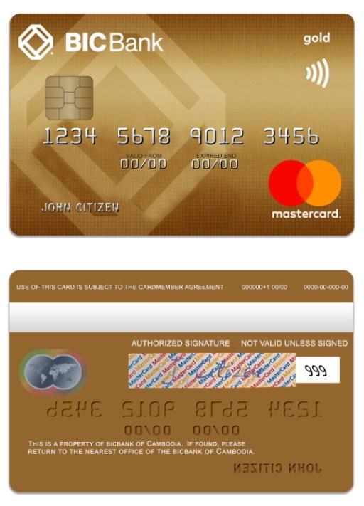 Cambodia BICBank credit gold mastercard